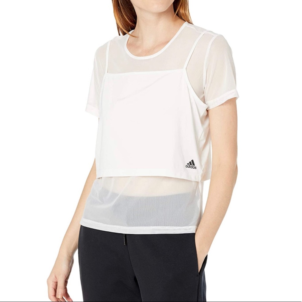 Adidas Women's Power 2 in 1 Tee White Sports Top